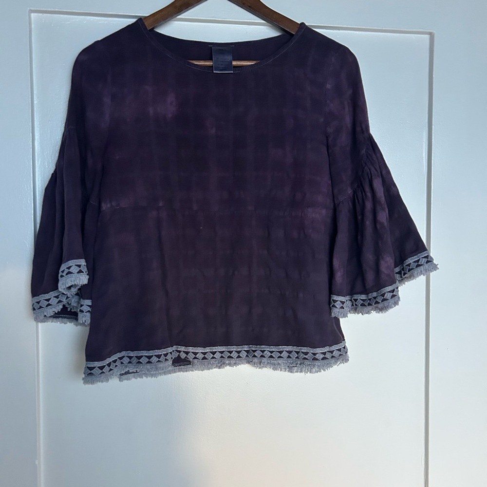 Purple Women's Top with Fringe Details